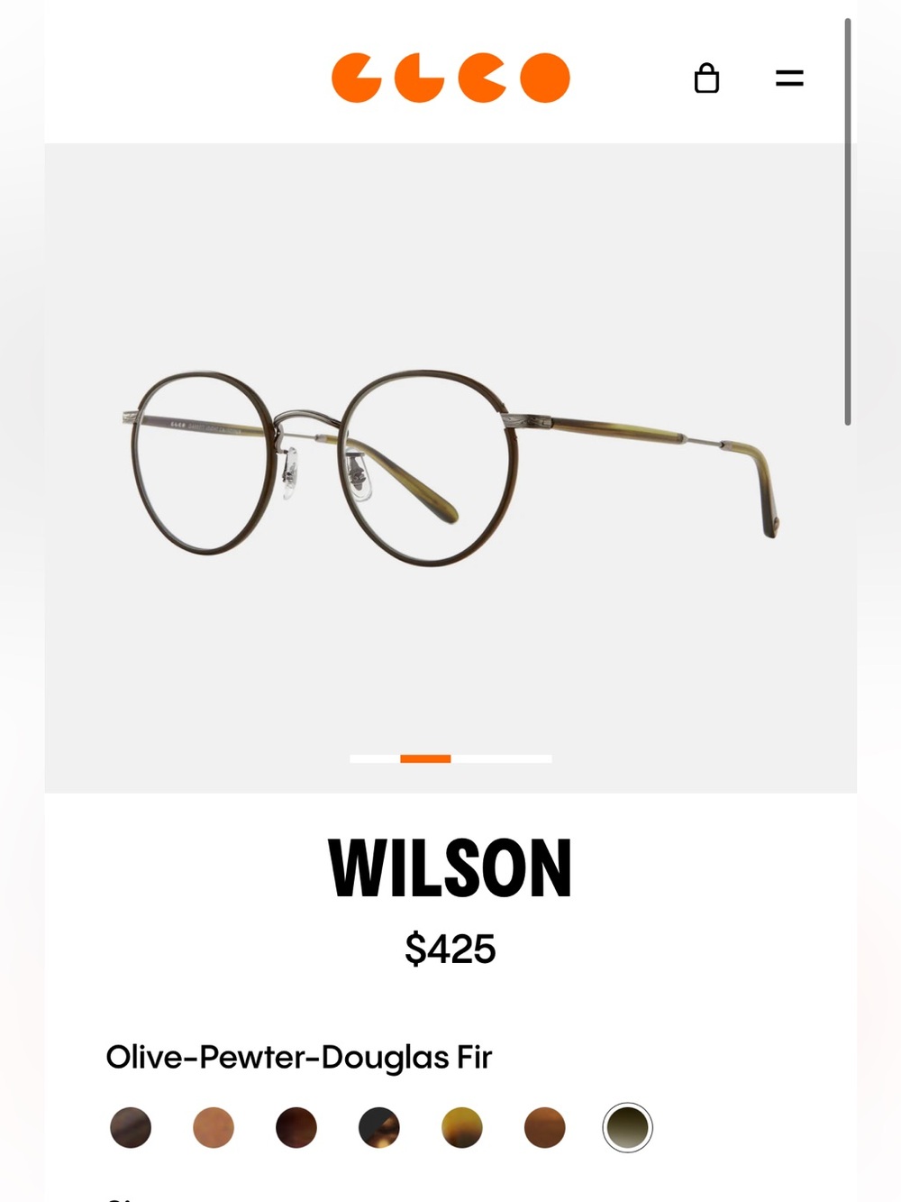 Wilson Round Metal Glasses in Olive and Pewter